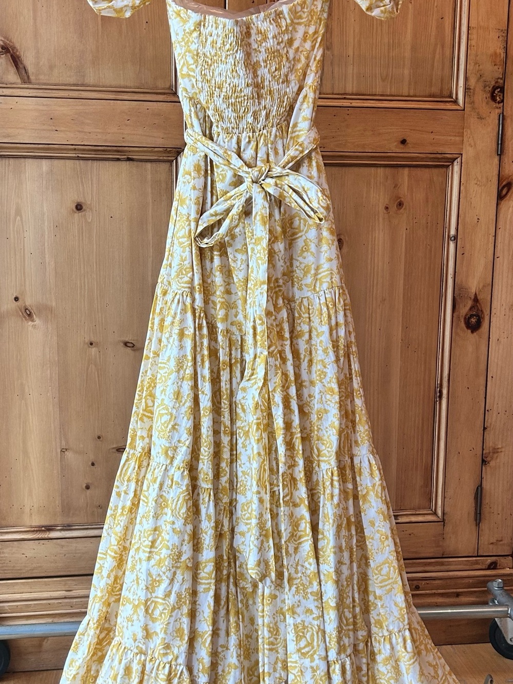 Aqua Yellow Floral Off-the-Shoulder Maxi Dress - Picture 6 of 7